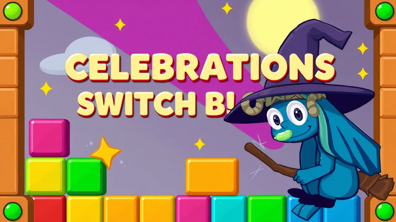 Celebrations Switch Blocks Arcade Puzzle with Witch and Tetris Style image