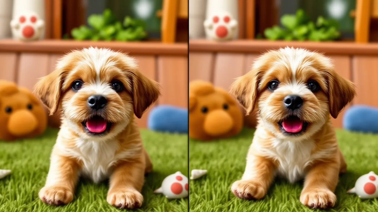 Spot the Hidden Differences in the Fun Puzzle Game Dogs Spot The image