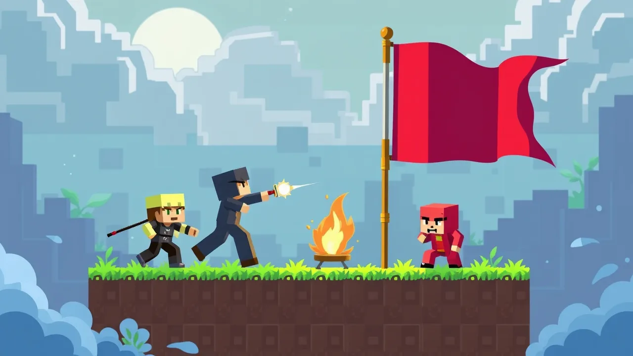 Friends Battle Tag Flag: Pixel Arcade Action image