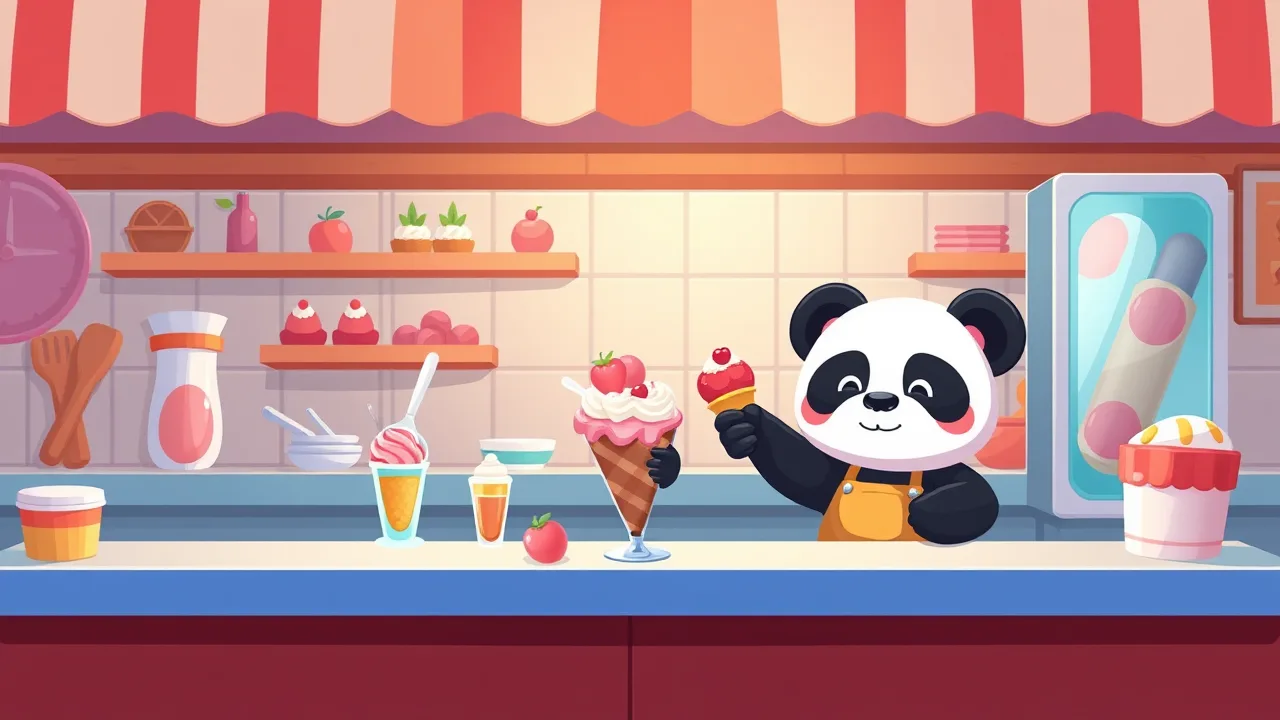 Delicious Summer Fun in Little Panda Ice Cream Game image